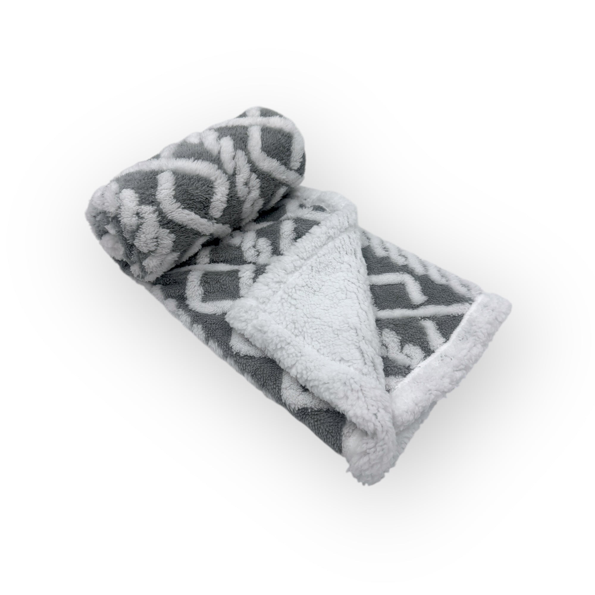 Mothers Choice  Sherpa Fleece Blanket Grey White Net Design