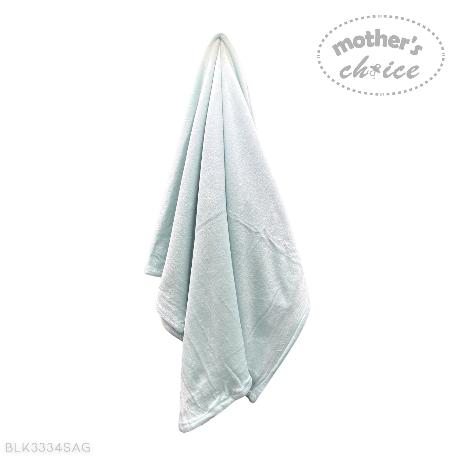 Light blue towel with 'mother's choice' branding on a white background