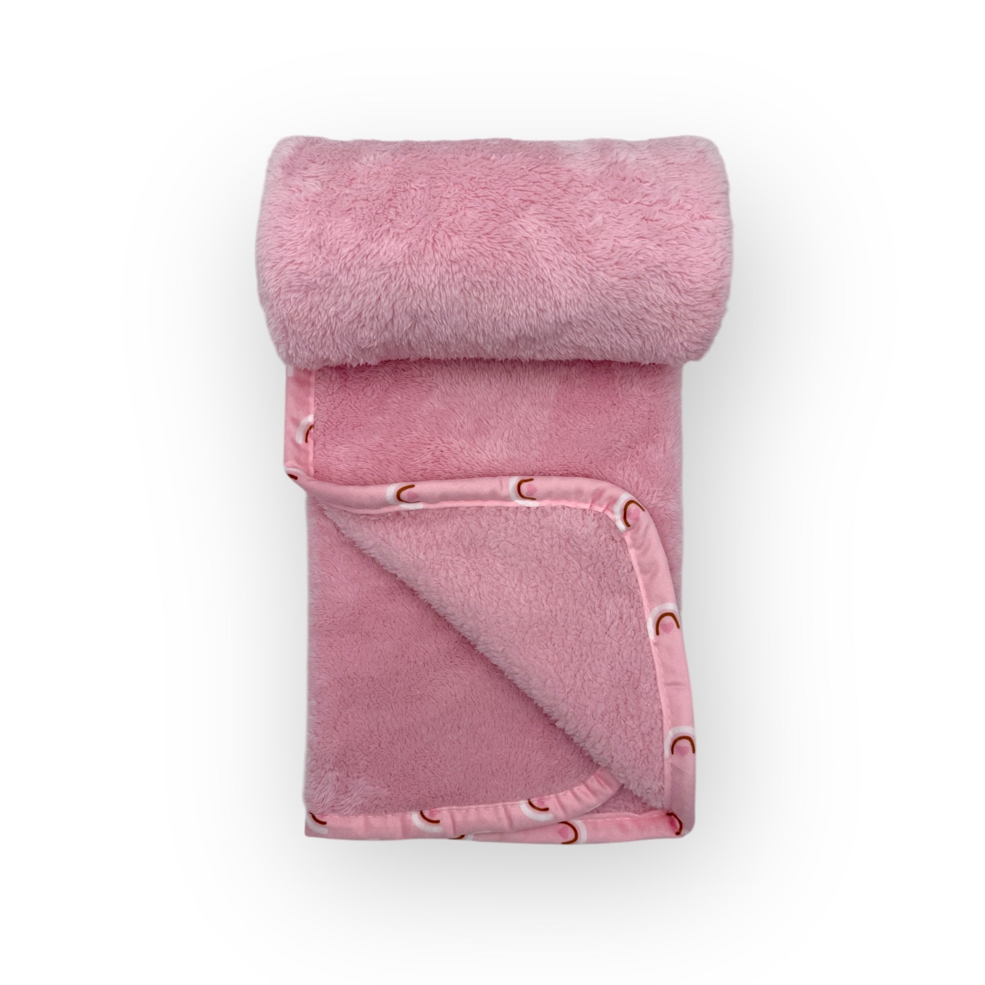 M/C SUPER SOFT CORAL FLEECE WITH PRINTED MINK BINDING BLANKET AND PILLOW SET GIRL&#39;S PINK BEAR