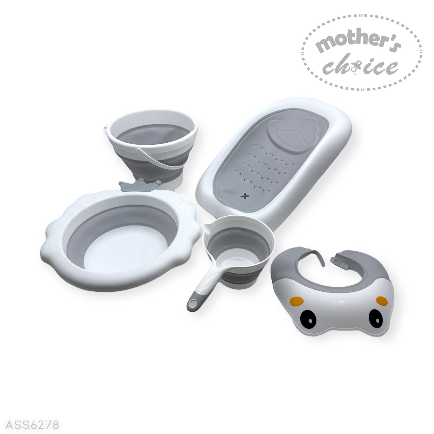 Mother&#39;s Choice Foldable Baby Bath Tub Set - Grey