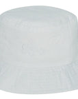 Light blue bucket hat with a subtle logo on a white background