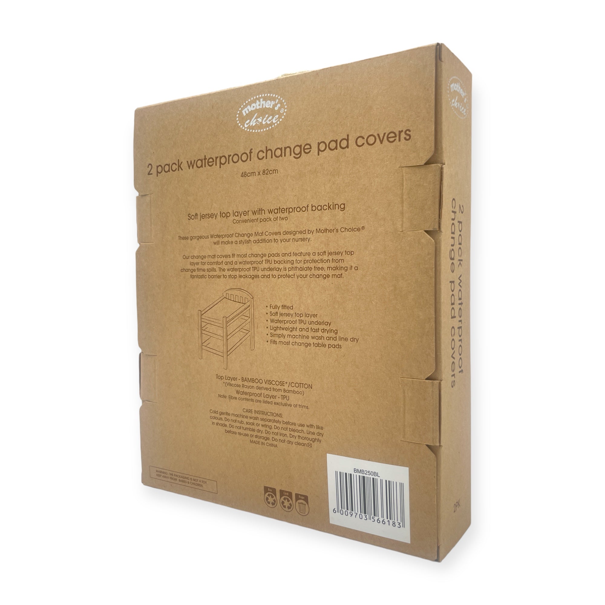 M/C BAMBOO 2PK  WATERPROOF CHANGE MAT  BLUE