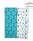 Two baby blankets with different patterns on a white background, branded 'Mother's Choice'.