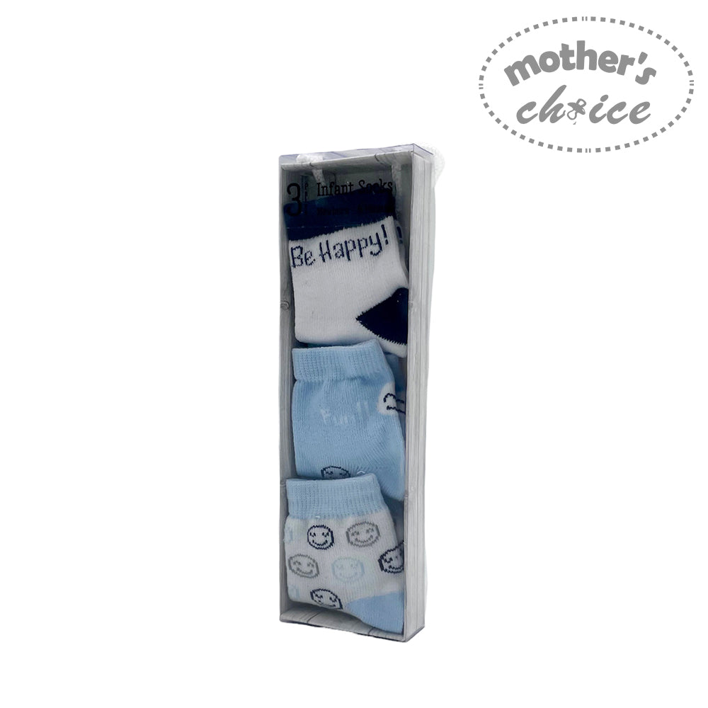 Mothers Choice  3 Pack Inf Socks `Happy`