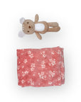 M/C PRINTED FLANNEL BLANKET WITH TOY SET GIRL'S PINK REINDEER