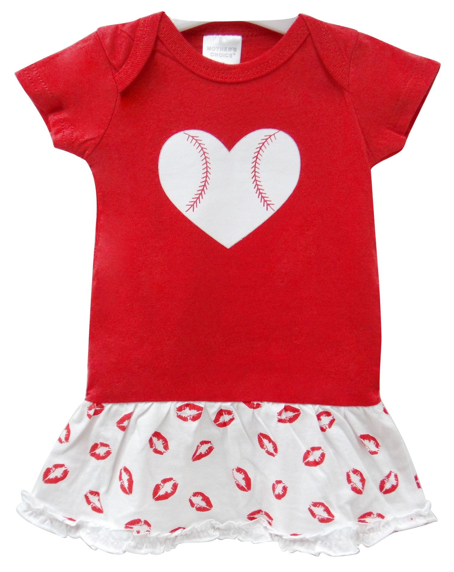 Mothers Choice 100% Cotton Short Sleeve Baseball Dress `Red`