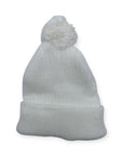 Gray beanie with a pom-pom on a white background