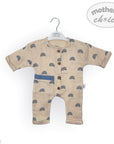 Baby romper with rainbow pattern on a hanger against a white background, branded 'Mother's Choice'.