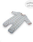 Baby onesie with animal pattern on a white background, branded 'Mother's Choice'.