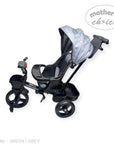 Gray and black stroller with canopy on a white background, featuring 'Mother's Choice' branding.