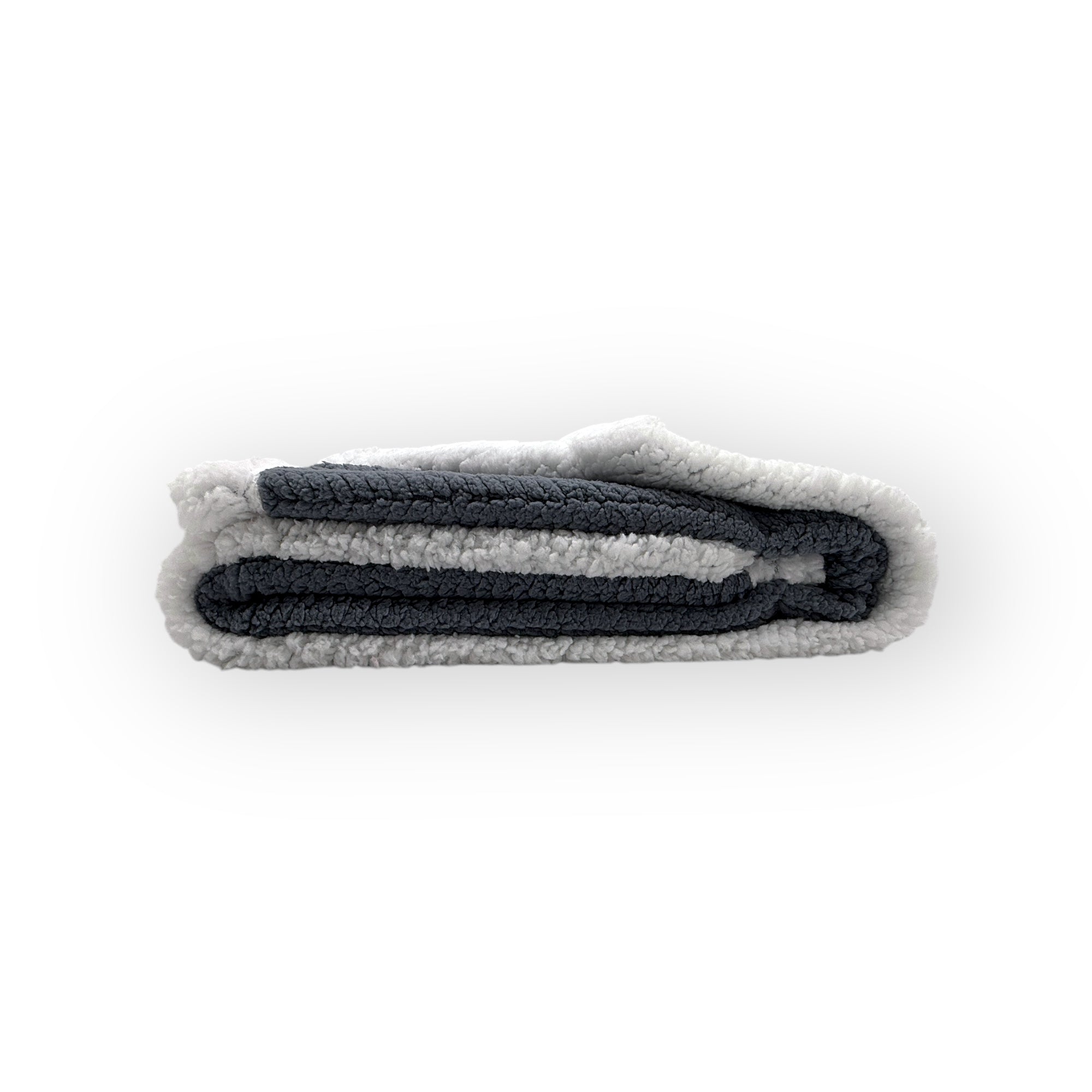 Folded gray towel on a white background