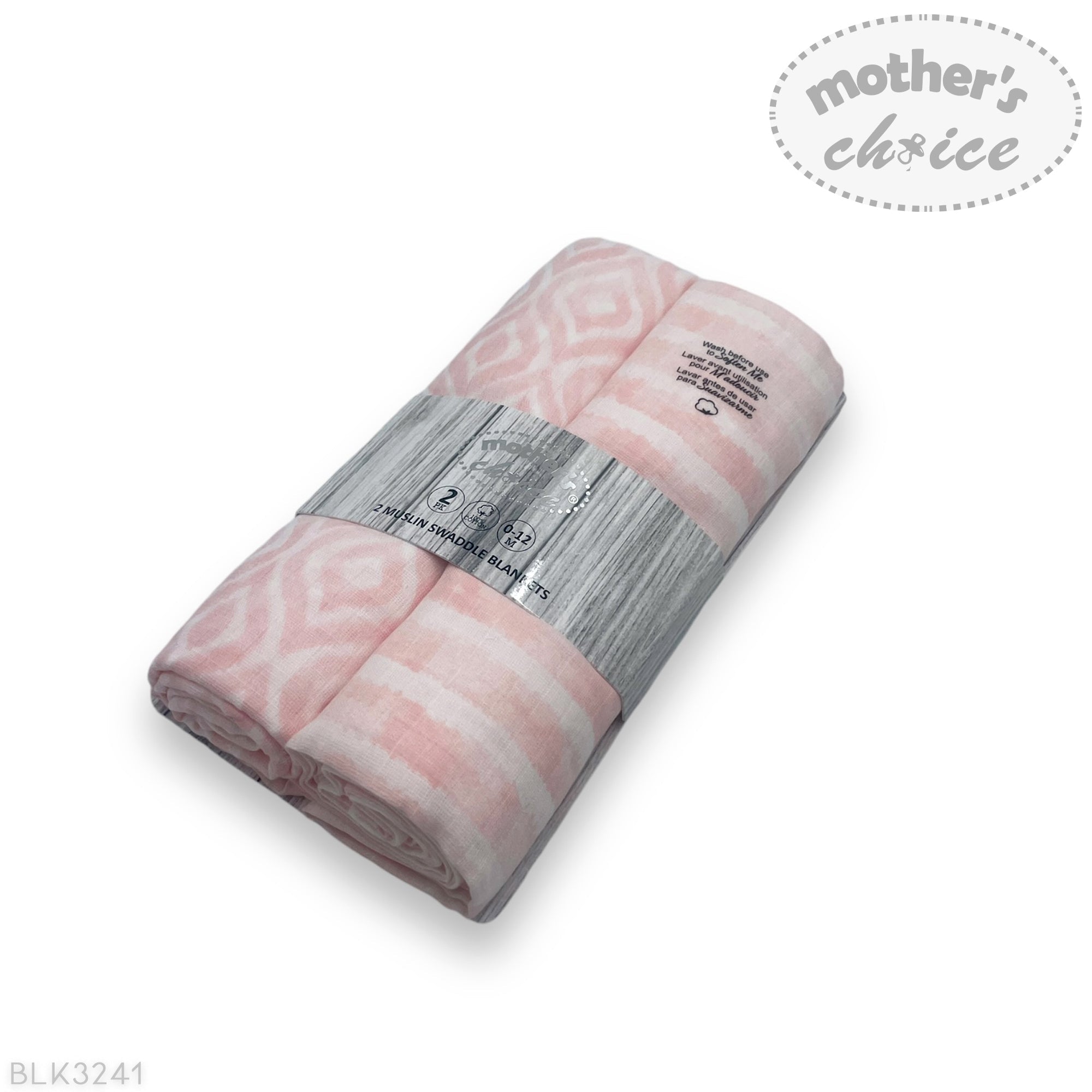 M/C 2 MUSLIN SWADDLE BLANKETS PINK