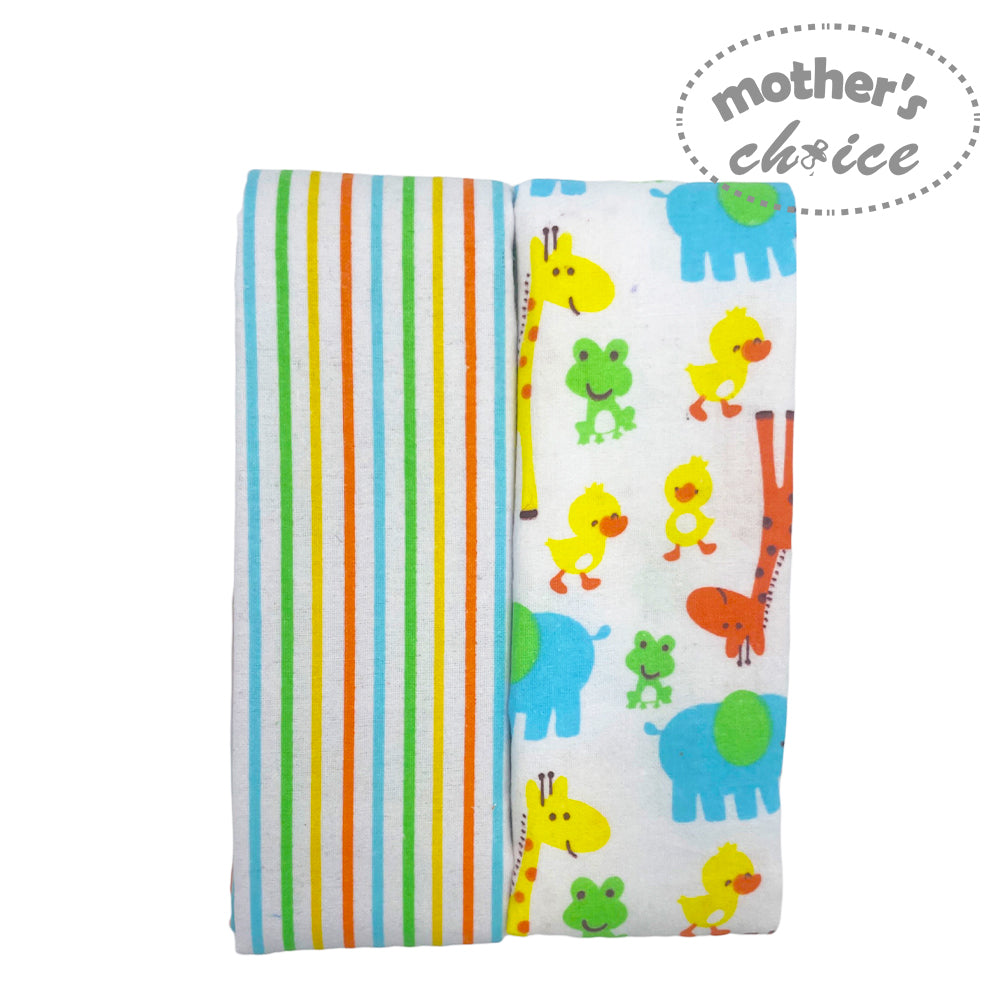 Mothers Choice 2 Pack Flannel Receiver Neutral Zoo/Stripes