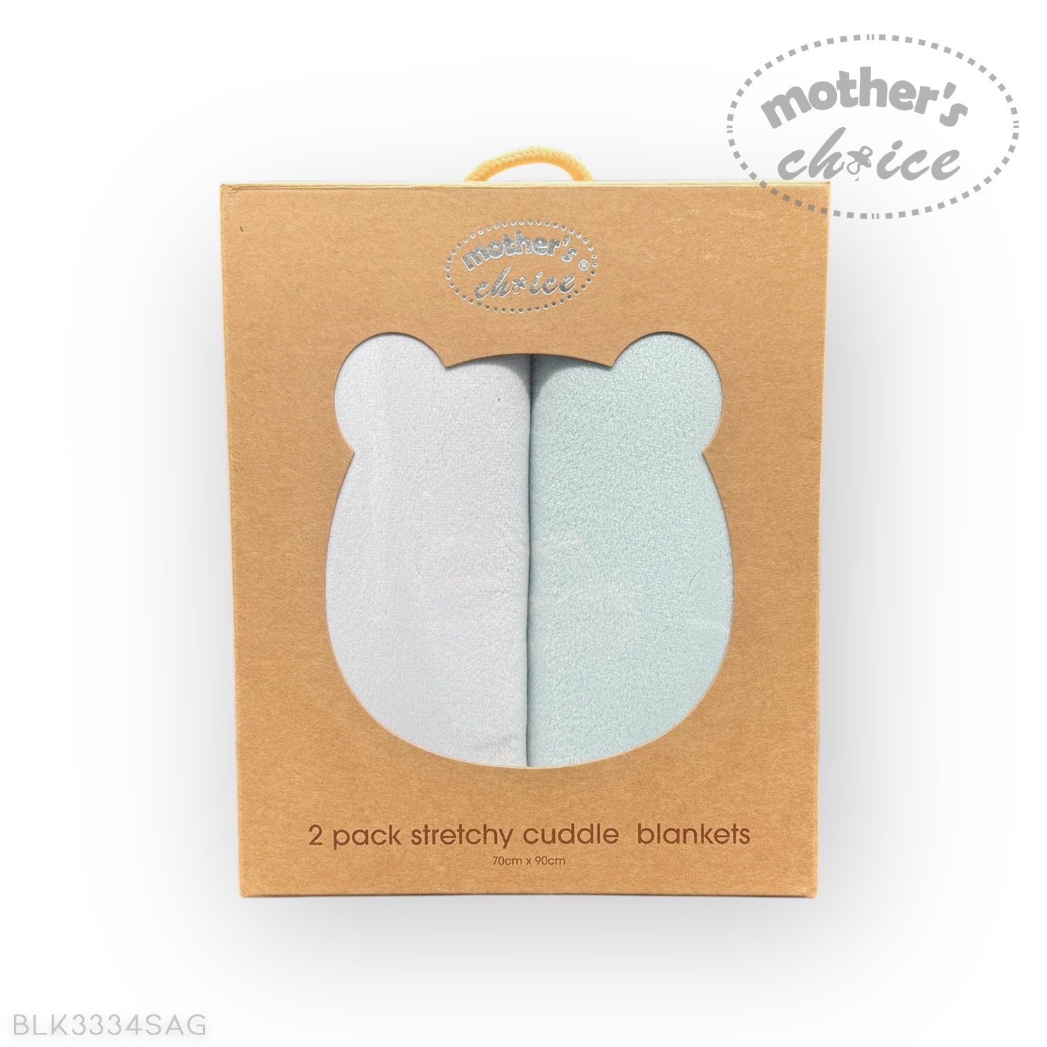 Package of two stretchy cuddle blankets with 'Mother's Choice' branding on a white background.