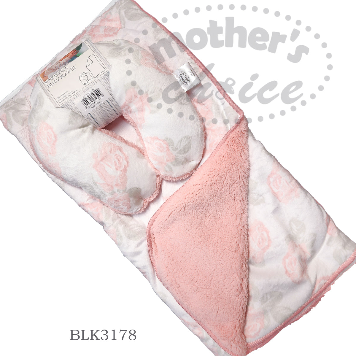 Mothers Choice  Pillow Blanket - Pink Flower