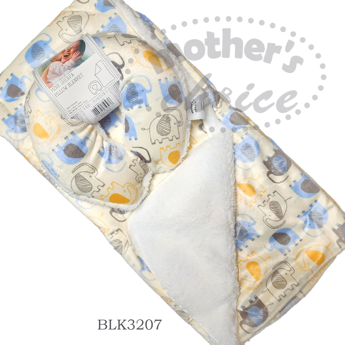 Mothers Choice  Pillow Blanket - Blue &amp;amp; Yellow Elephant