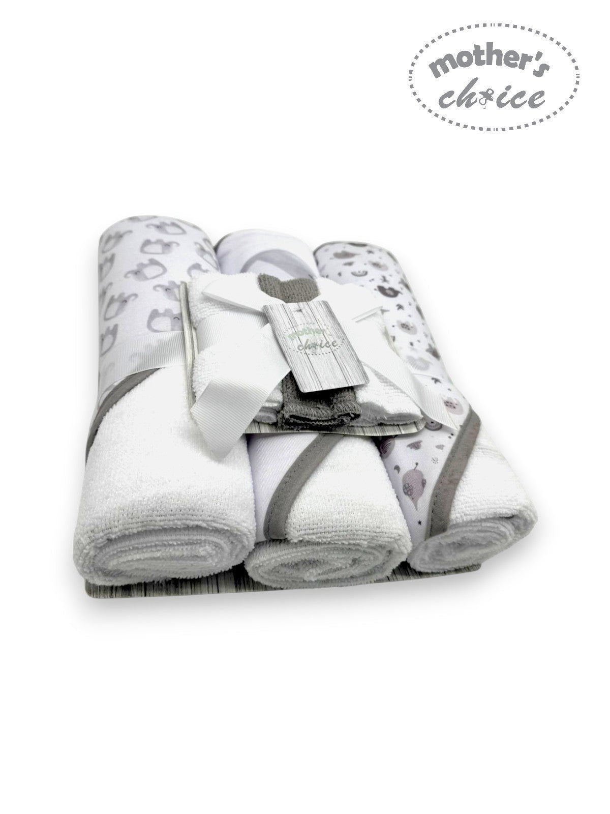 3 pc hooded towels and 3pc facecloths baby bathtime set