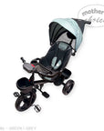 Black and gray stroller with a canopy on a white background, featuring 'Mother's Choice' branding.