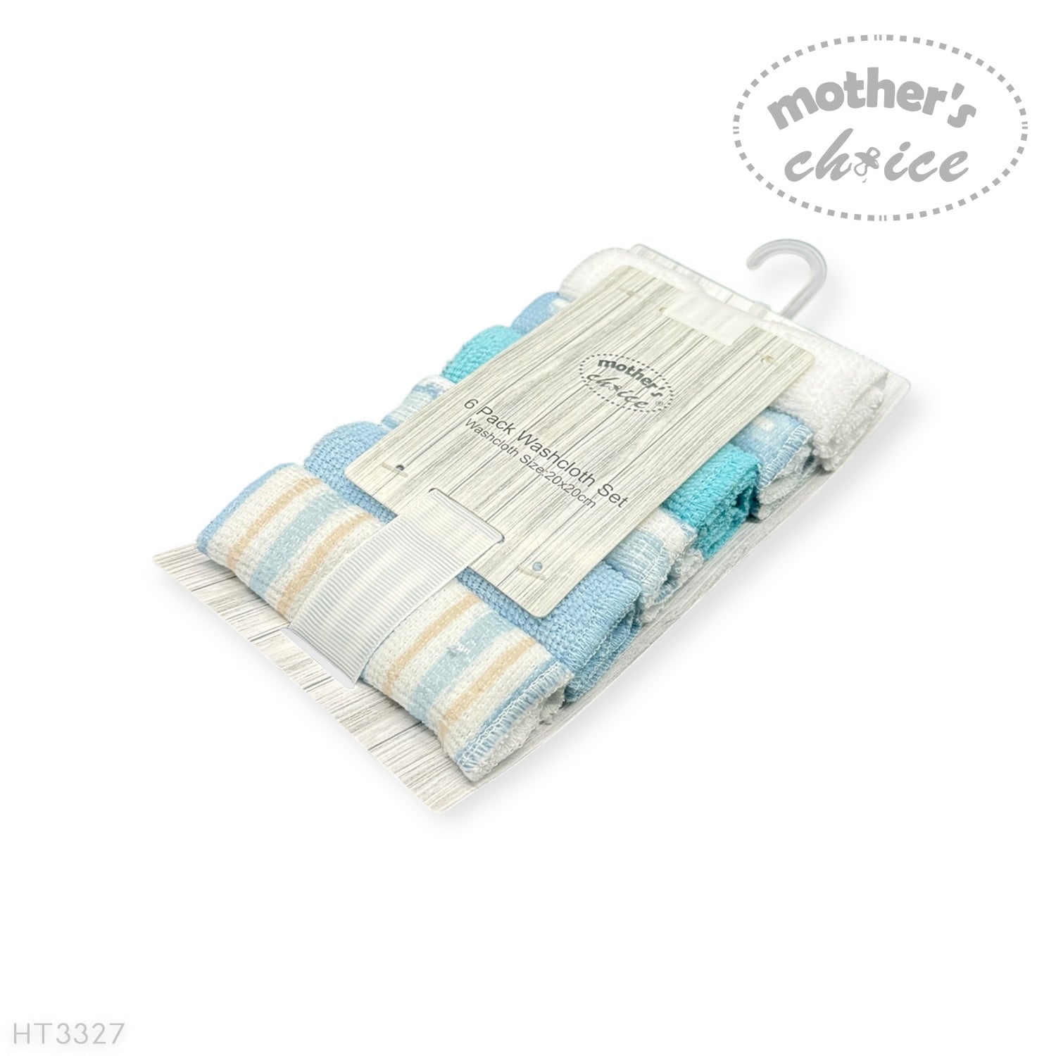 Mothers Choice 6 Pack Baby Washcloth Set - Blue Elephant