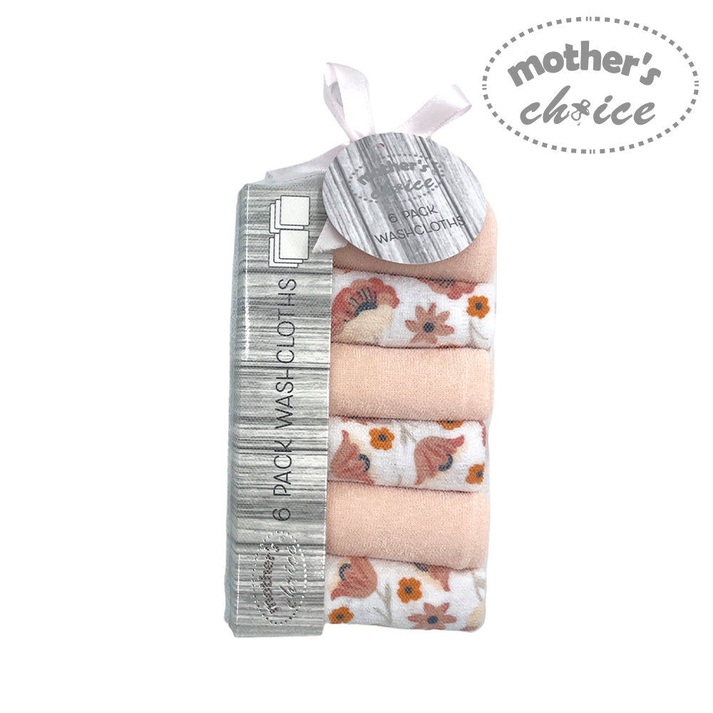 Mothers Choice  100% Cotton 6 Pack Washcloth - Flowers