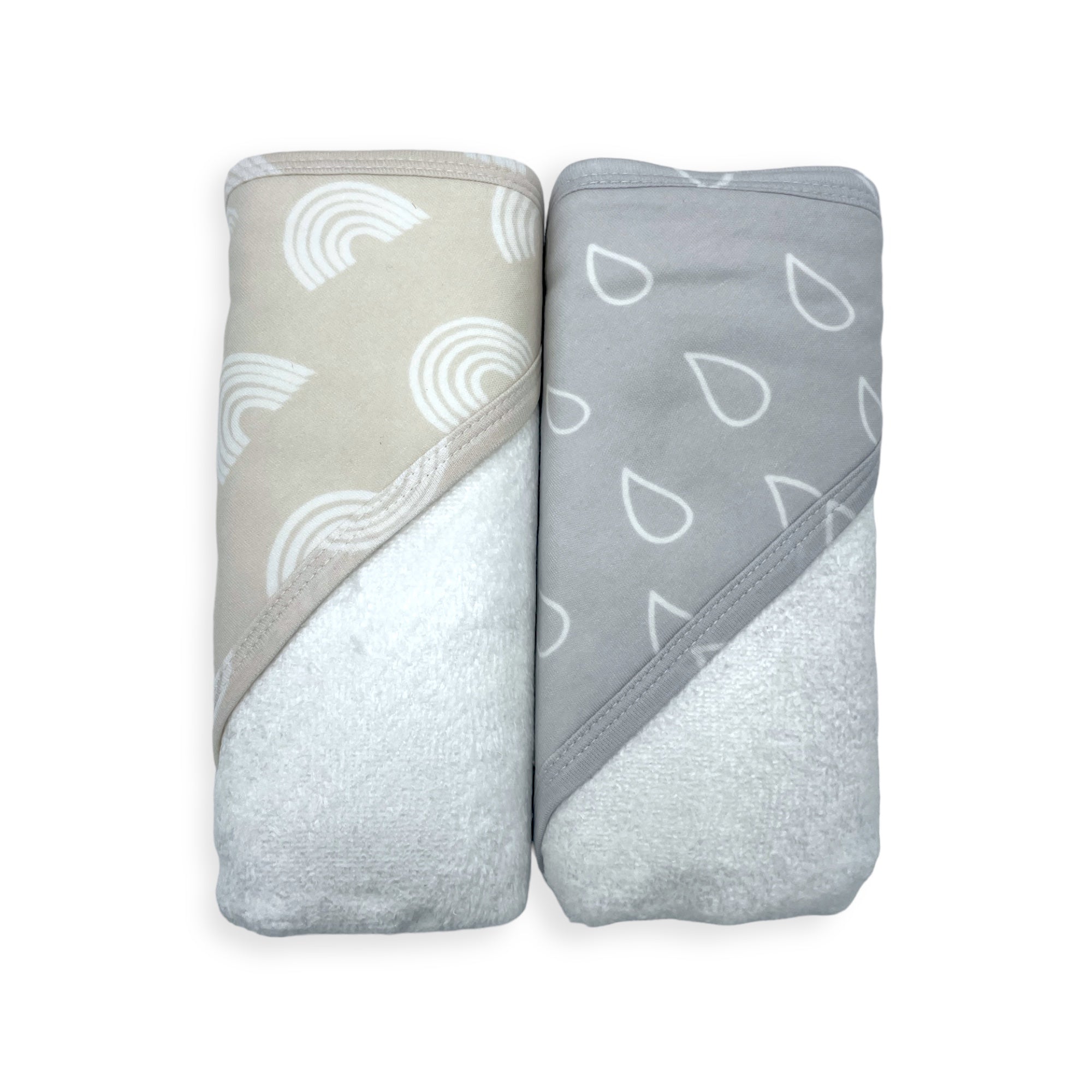 M/C BAMBOO 2PK  HOODED TOWEL STONE