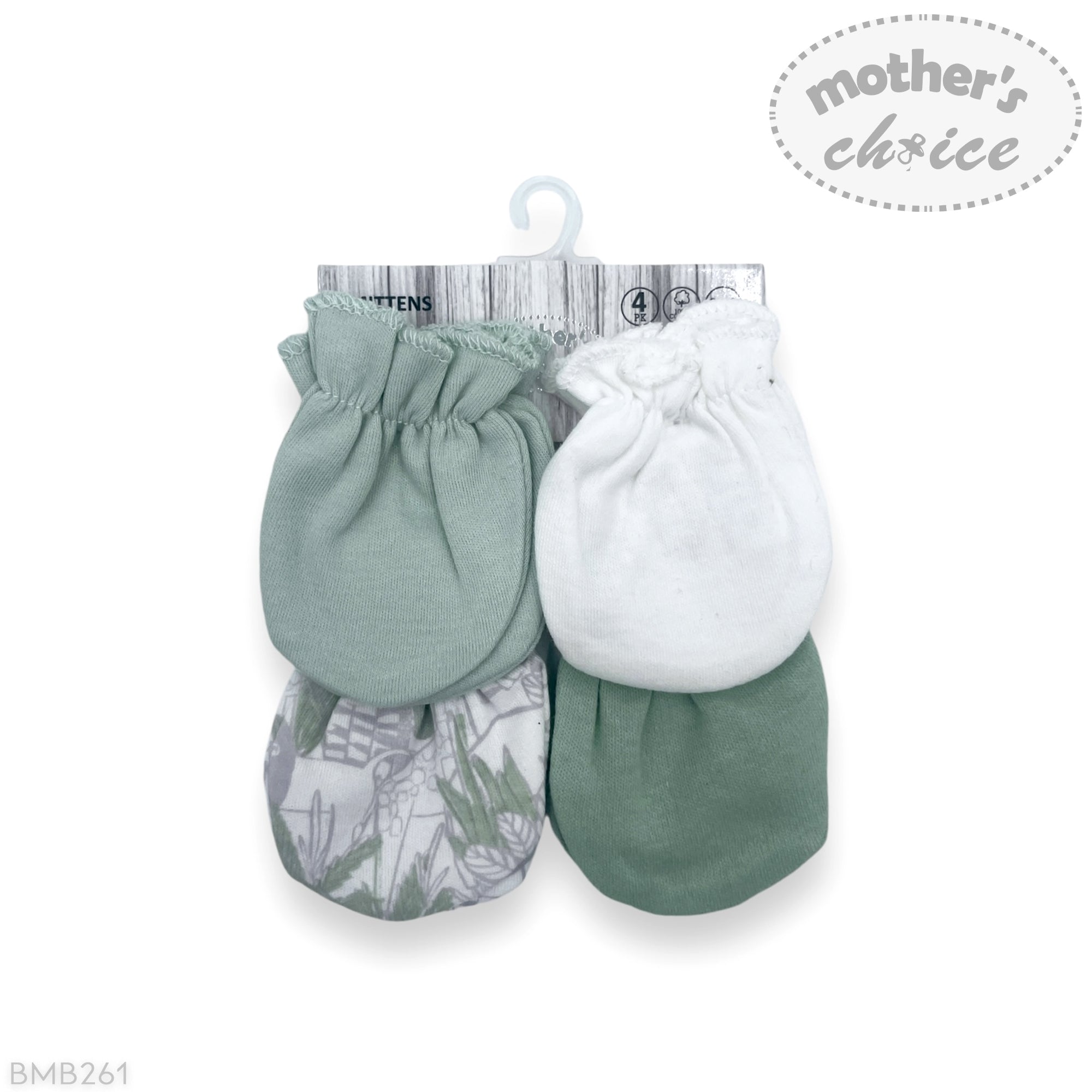 M/C 4PK MITTEN SET GREY/MINT