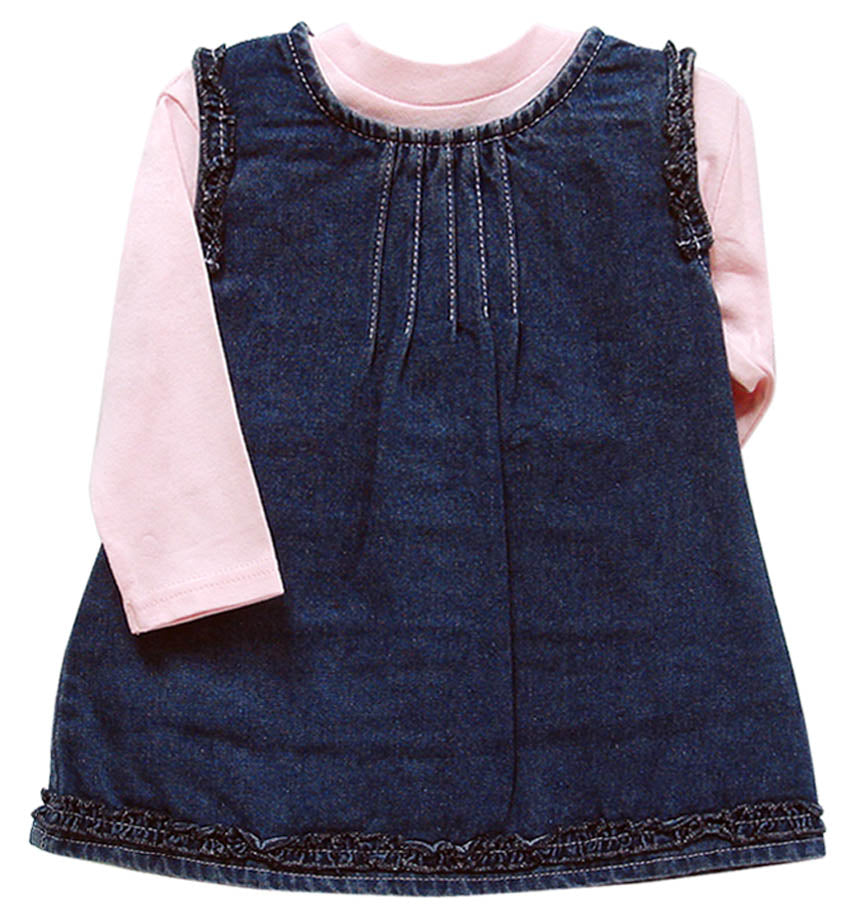 Mothers Choice Girls Denim Dress Set Pleated