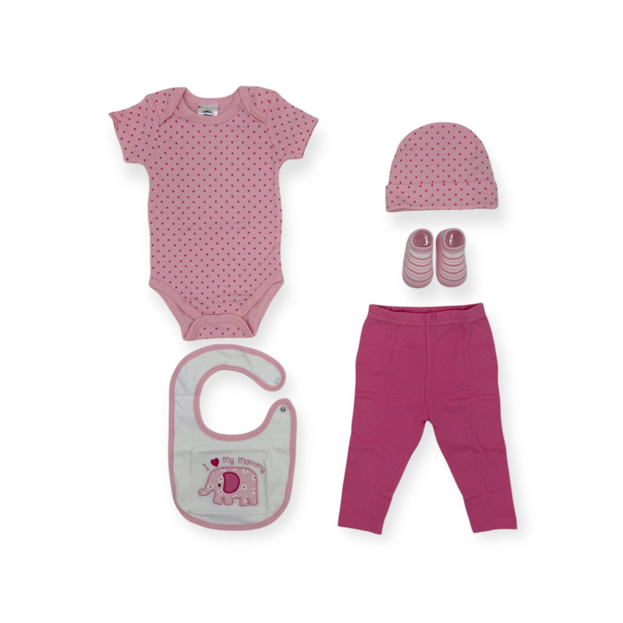 Mother&#39;s Choice 5-Piece Baby Gift Set - Pink Elephant