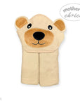 Beige towel with bear face design on a white background, featuring 'Mother's Choice' branding.