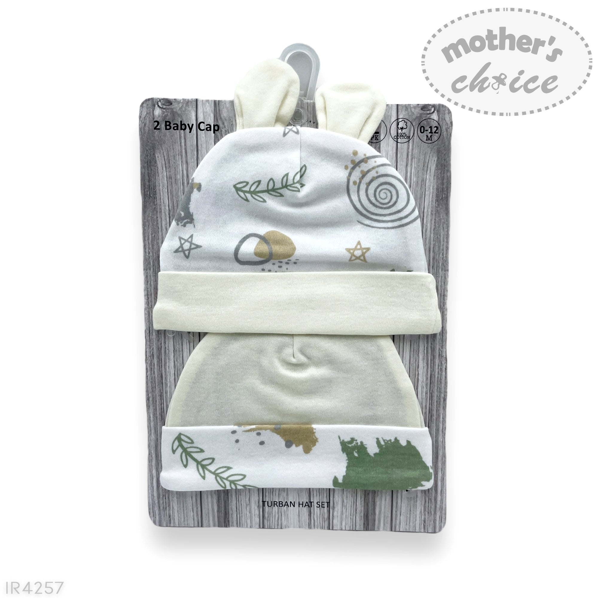 M/C 2PK TURBAN HAT SET WITH EARS  &#39;MINT ART&#39;
