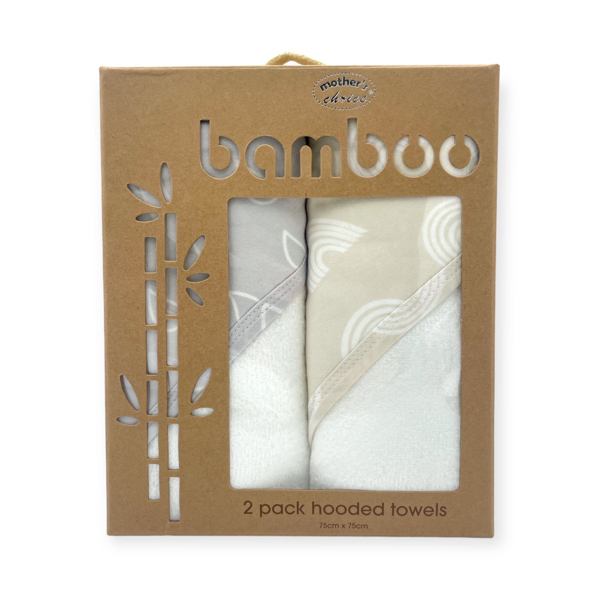 M/C BAMBOO 2PK  HOODED TOWEL STONE