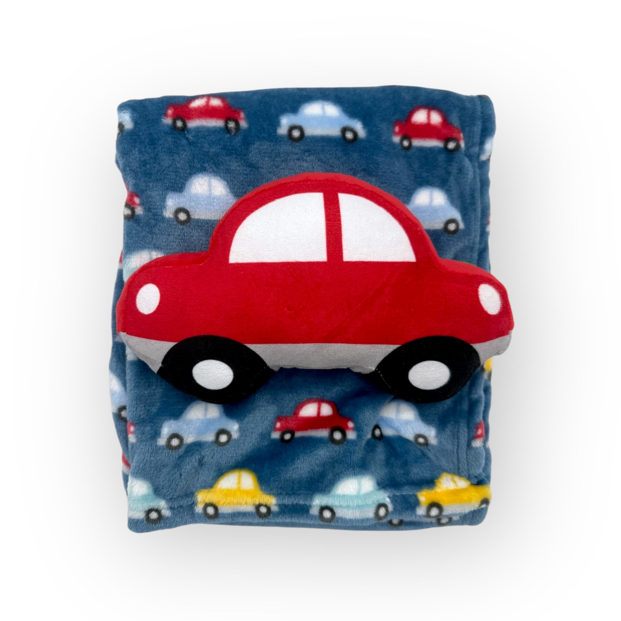 M/C PRINTED FLANNEL BLANKET WITH TOY SET BOY&#39;S CAR