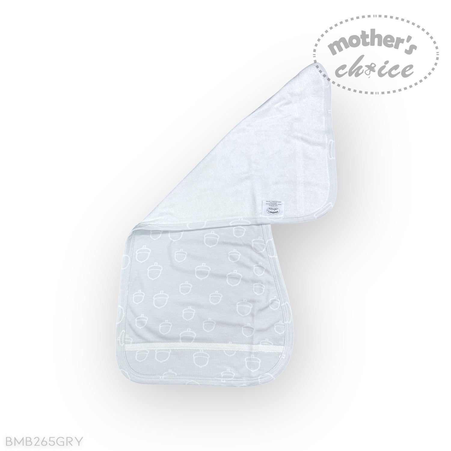 Baby blanket with subtle pattern on a white background, featuring 'Mother's Choice' branding.