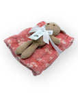 M/C PRINTED FLANNEL BLANKET WITH TOY SET GIRL'S PINK REINDEER