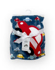 M/C PRINTED FLANNEL BLANKET WITH TOY SET BOY'S CAR
