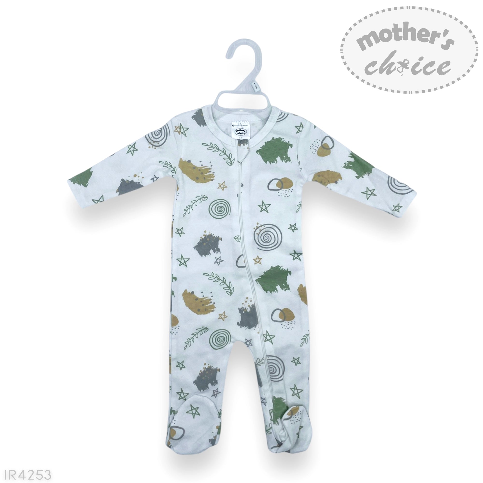M/C ZIPPER BABYGROW  &#39;MINT ART&#39; NB
