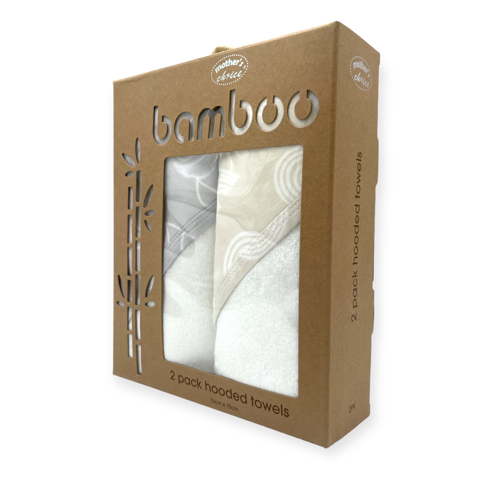 M/C BAMBOO 2PK  HOODED TOWEL STONE