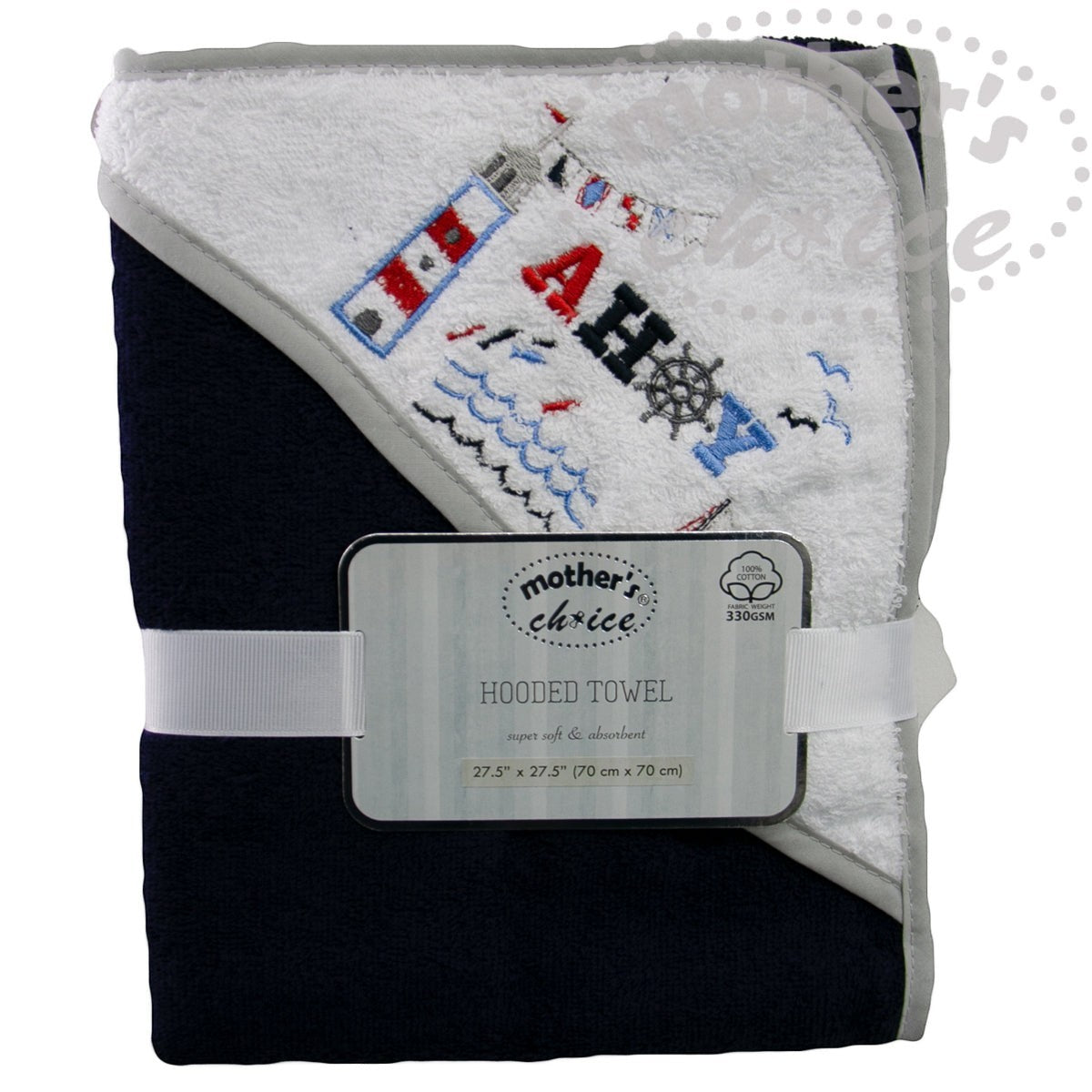 hooded towel navy sailor baby towel 100% cotton