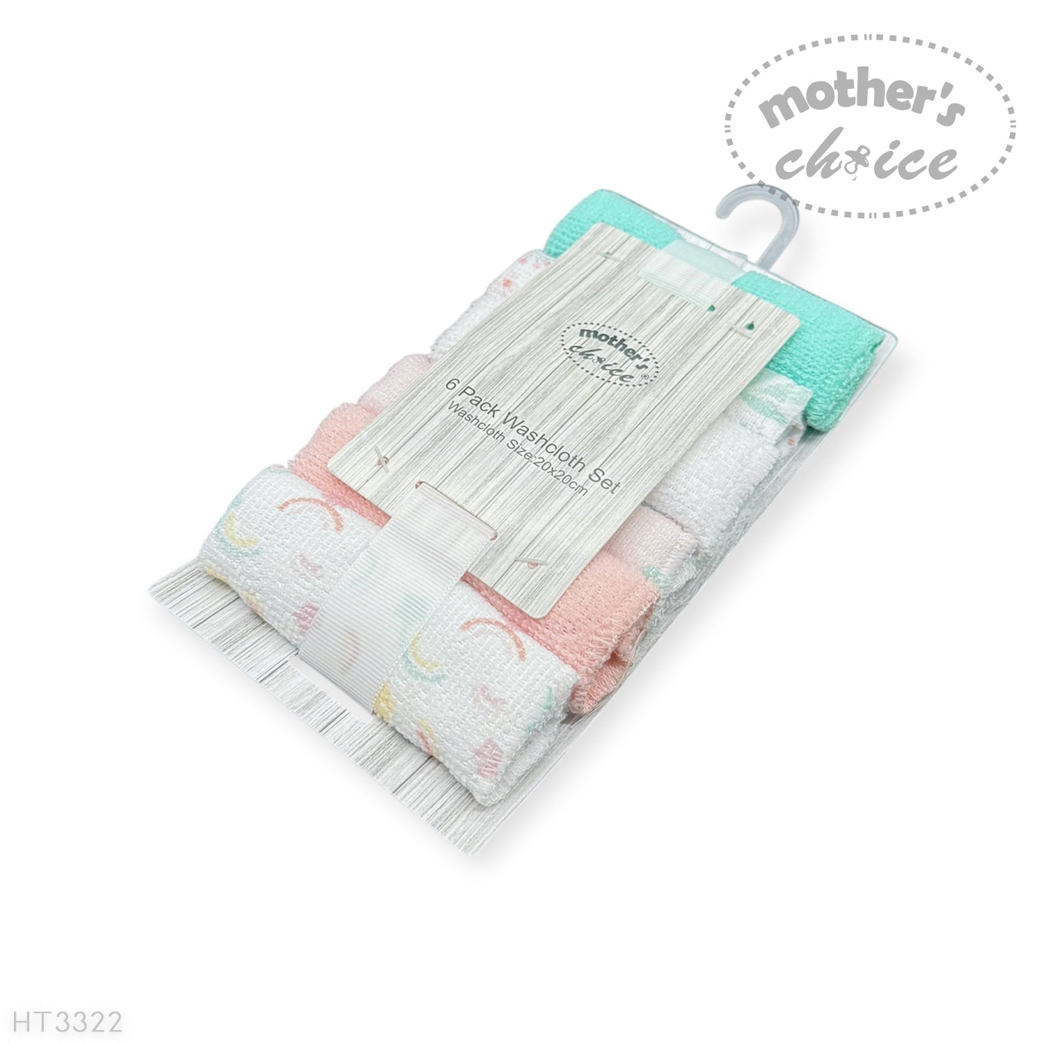 Mothers Choice 6 Pack Baby Washcloth Set - Rainbow