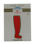 Red knee-high boot on a gray card with 'Mother's Choice' branding.