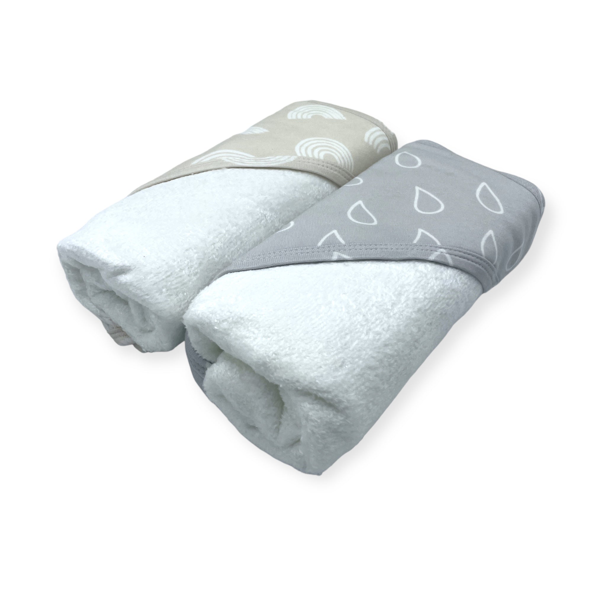 M/C BAMBOO 2PK  HOODED TOWEL STONE