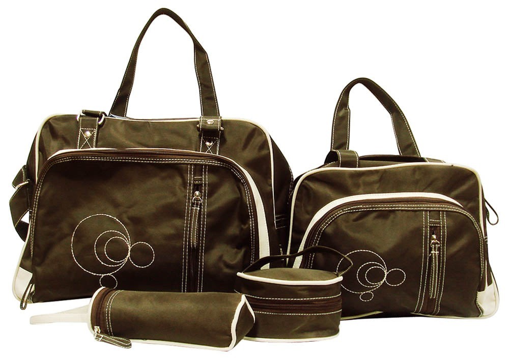 Set of brown bags with white accents on a white background