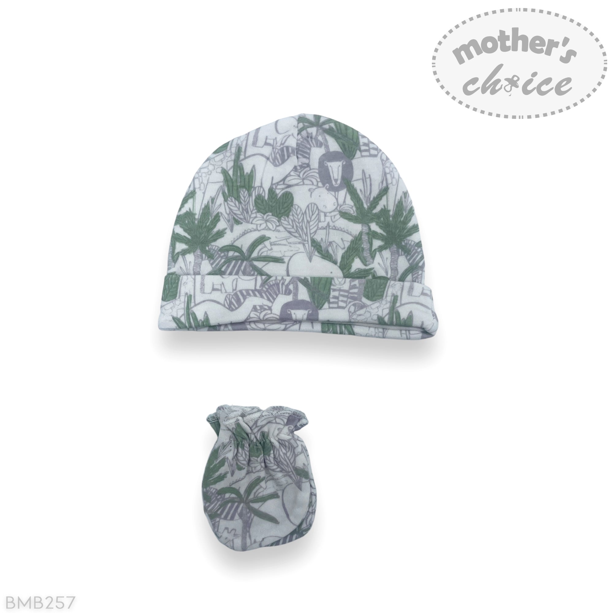 M/C 6PK BEANIE HAT &amp;amp; MITTEN SET GREY/MINT