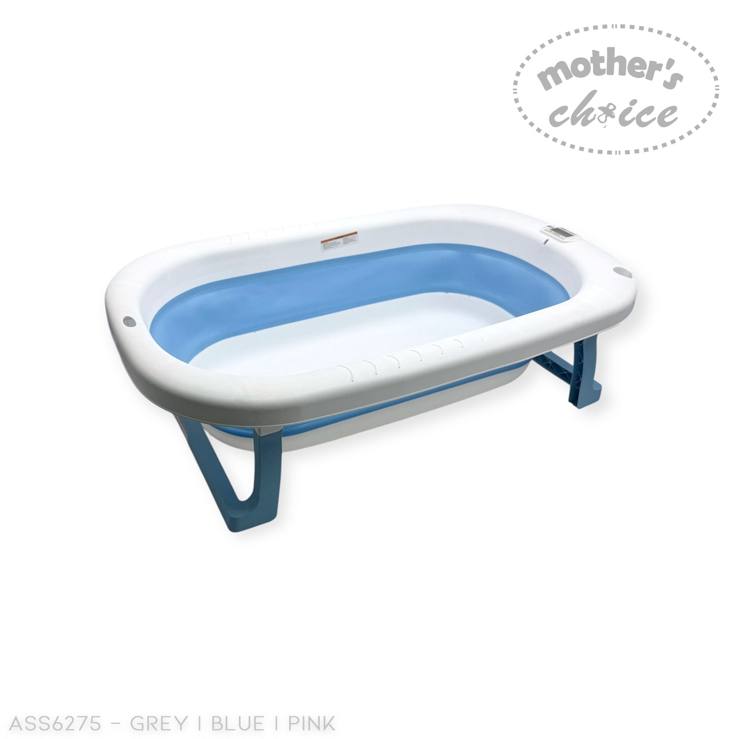 Mothers Choice Foldable Baby Bath Tub with Pillow &amp; Built-in Thermometer