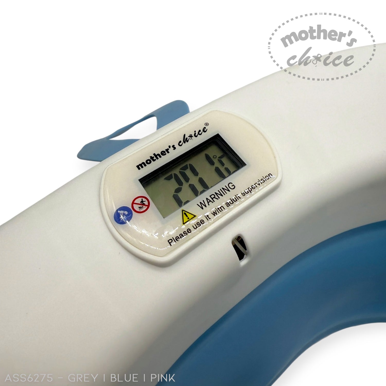 Mothers Choice Foldable Baby Bath Tub with Pillow &amp; Built-in Thermometer