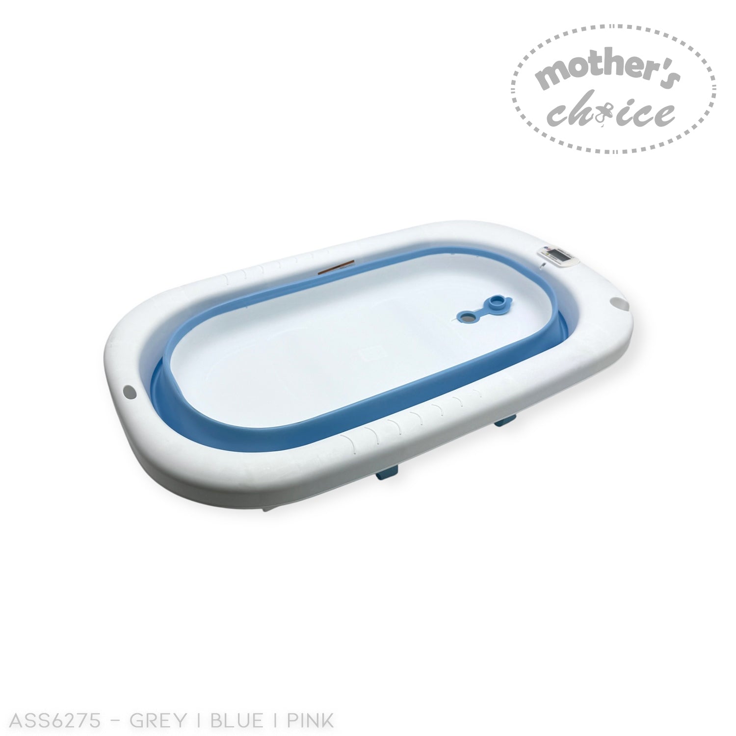 Mothers Choice Foldable Baby Bath Tub with Pillow &amp; Built-in Thermometer