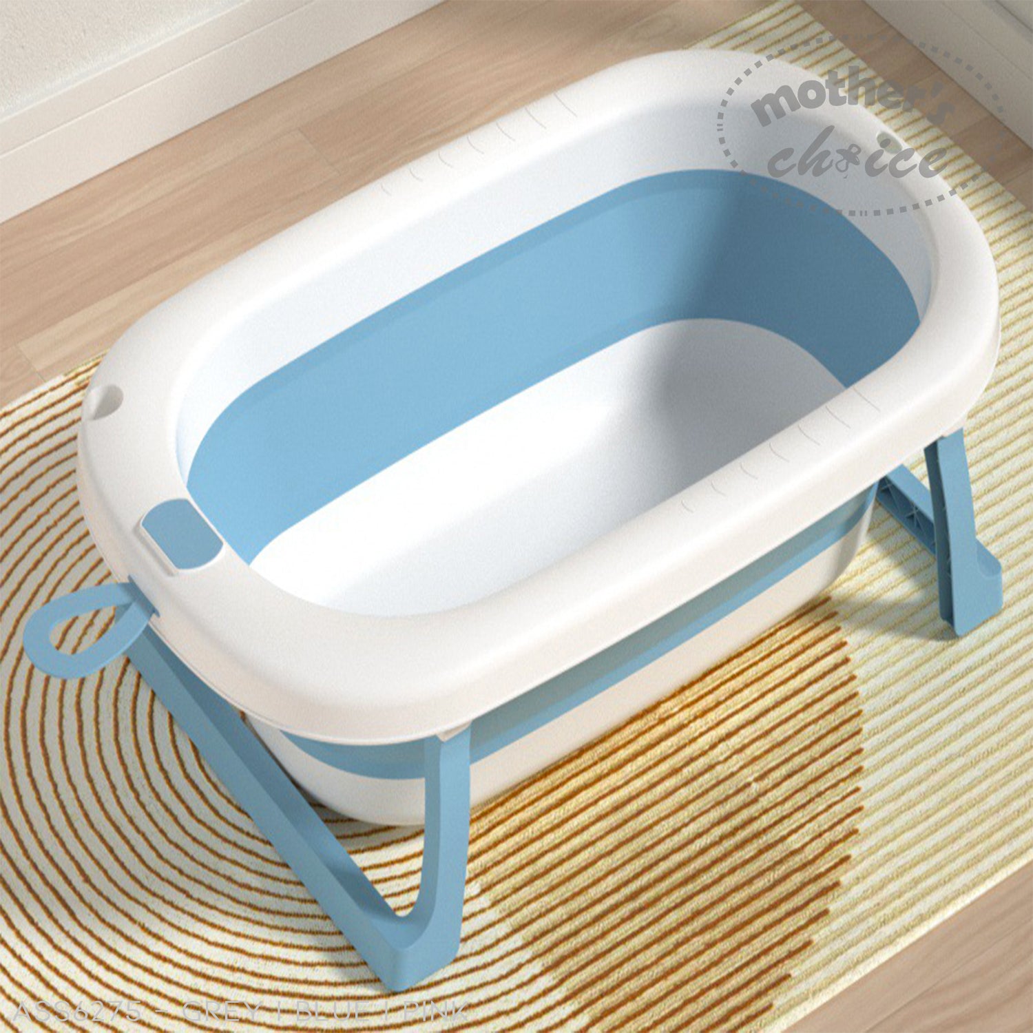 Mothers Choice Foldable Baby Bath Tub with Pillow &amp; Built-in Thermometer