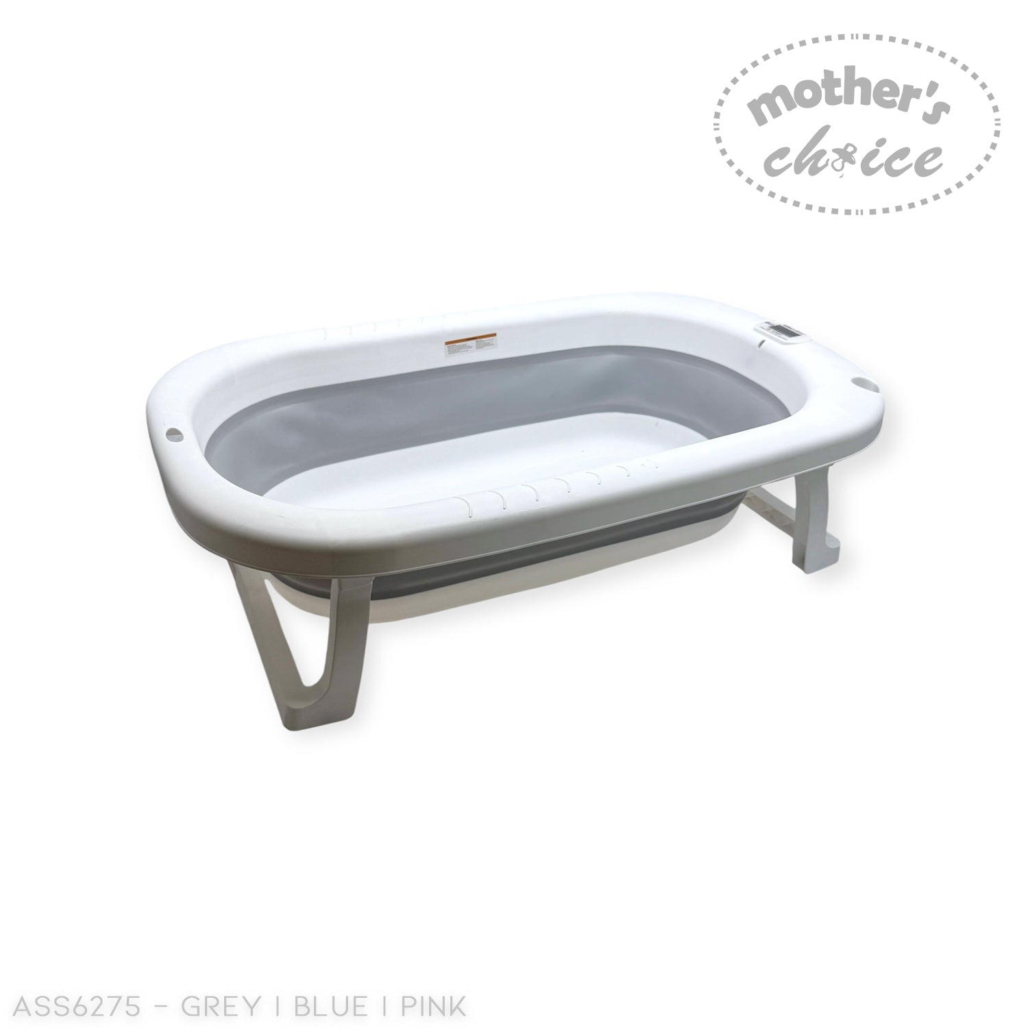 Mothers Choice Foldable Baby Bath Tub with Pillow &amp; Built-in Thermometer