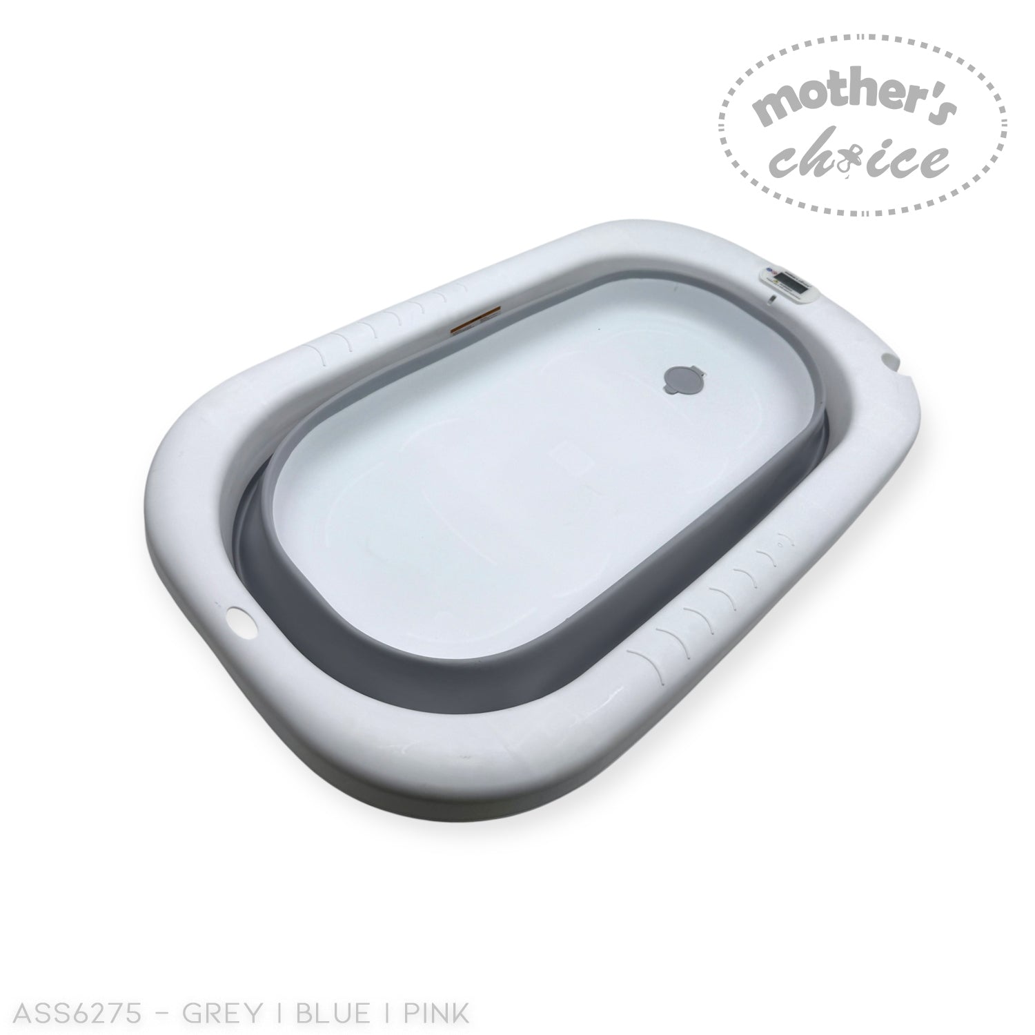 Mothers Choice Foldable Baby Bath Tub with Pillow &amp; Built-in Thermometer
