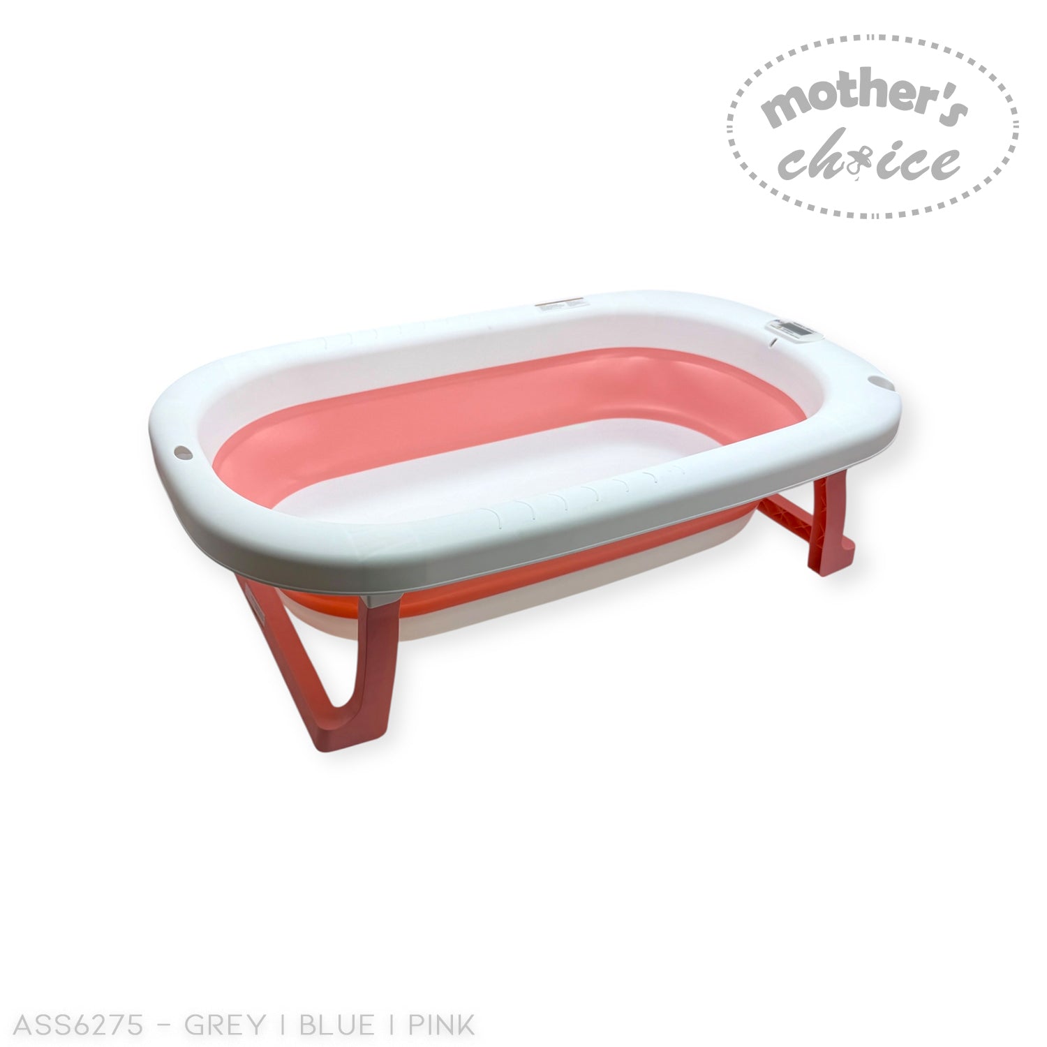 Mothers Choice Foldable Baby Bath Tub with Pillow &amp; Built-in Thermometer